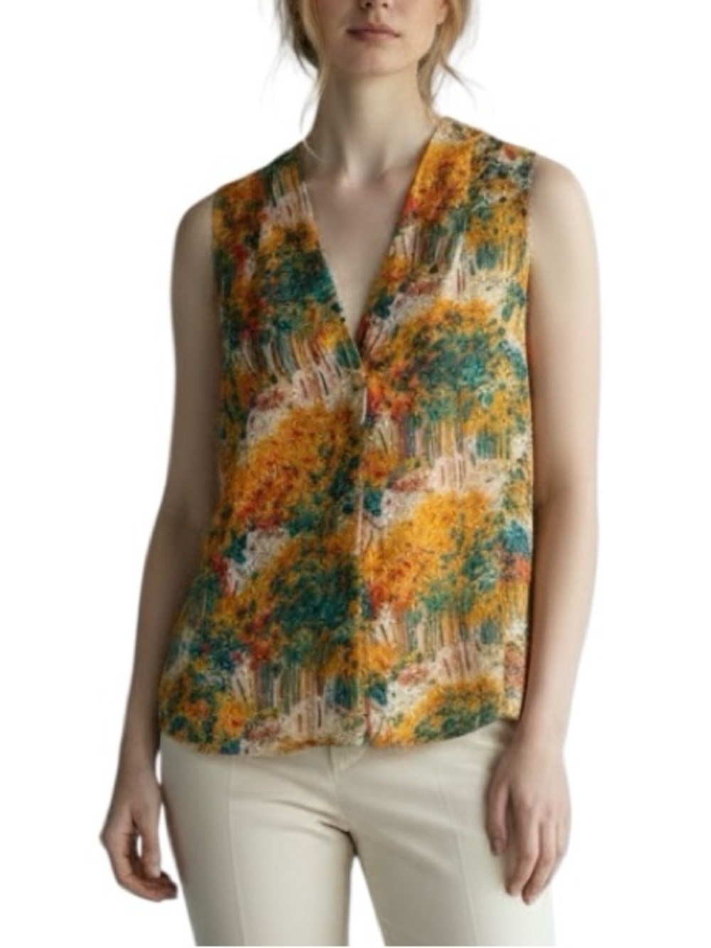 Babaton Power blouse in semi sheer abstract print size S excellent condition